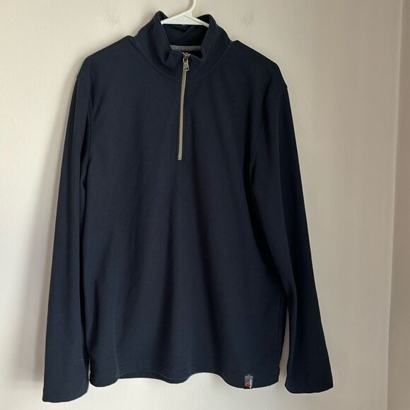 Banana Republic Men Quarter zip fleece Polartec navy blue soft sweatshirt EUC! - Picture 1 of 9